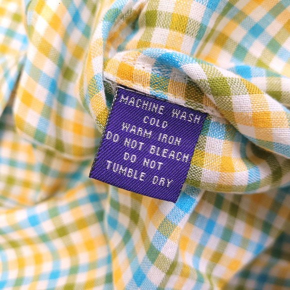 Alan Flusser Linen Blend Shirt Mens Large Button Up Plaid Long Sleeve Spread - Picture 7 of 10